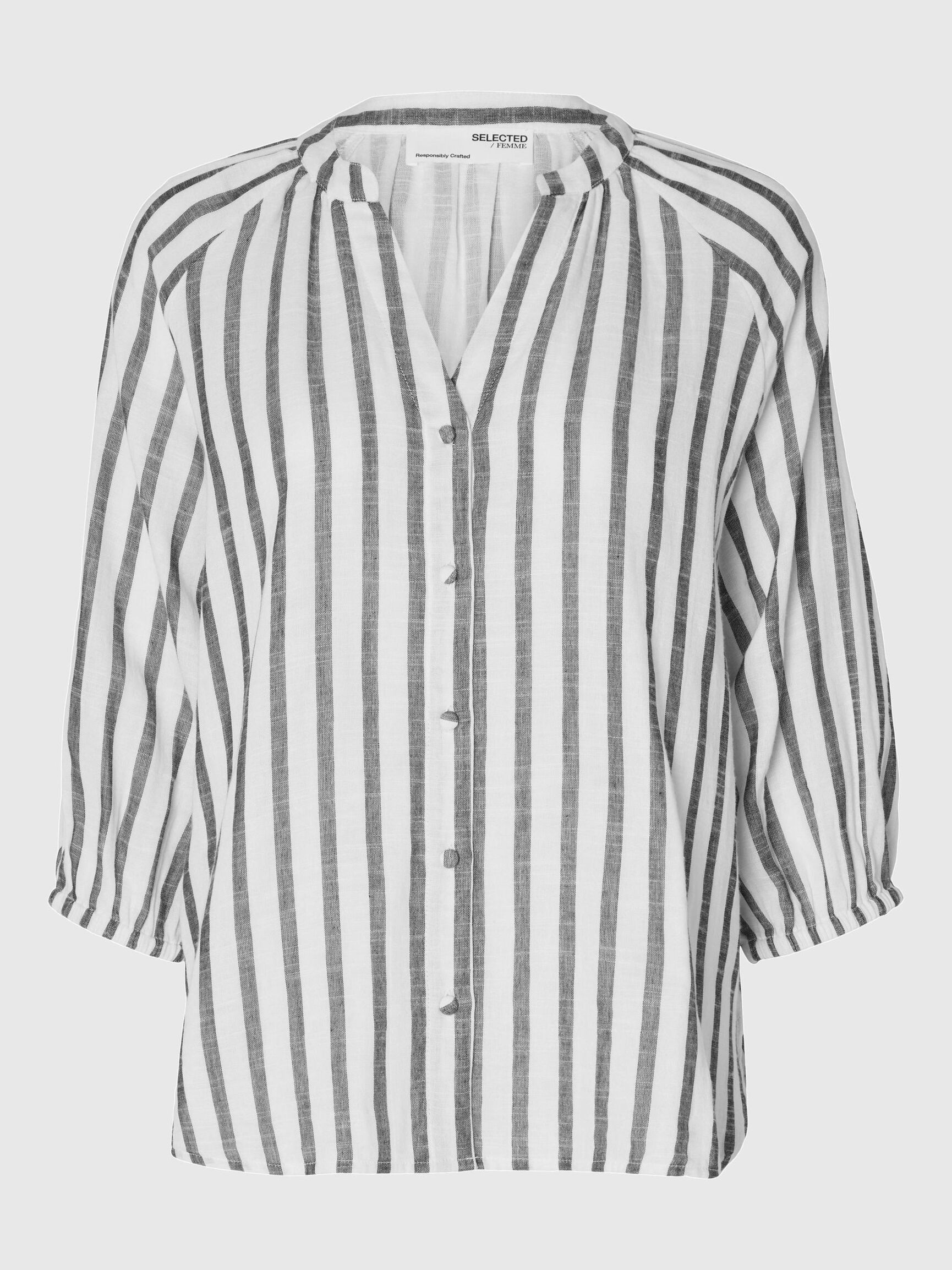 STRIPED COTTON SHIRT, Snow White, highres