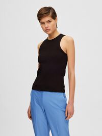 RIBBED TANK TOP, Black, highres