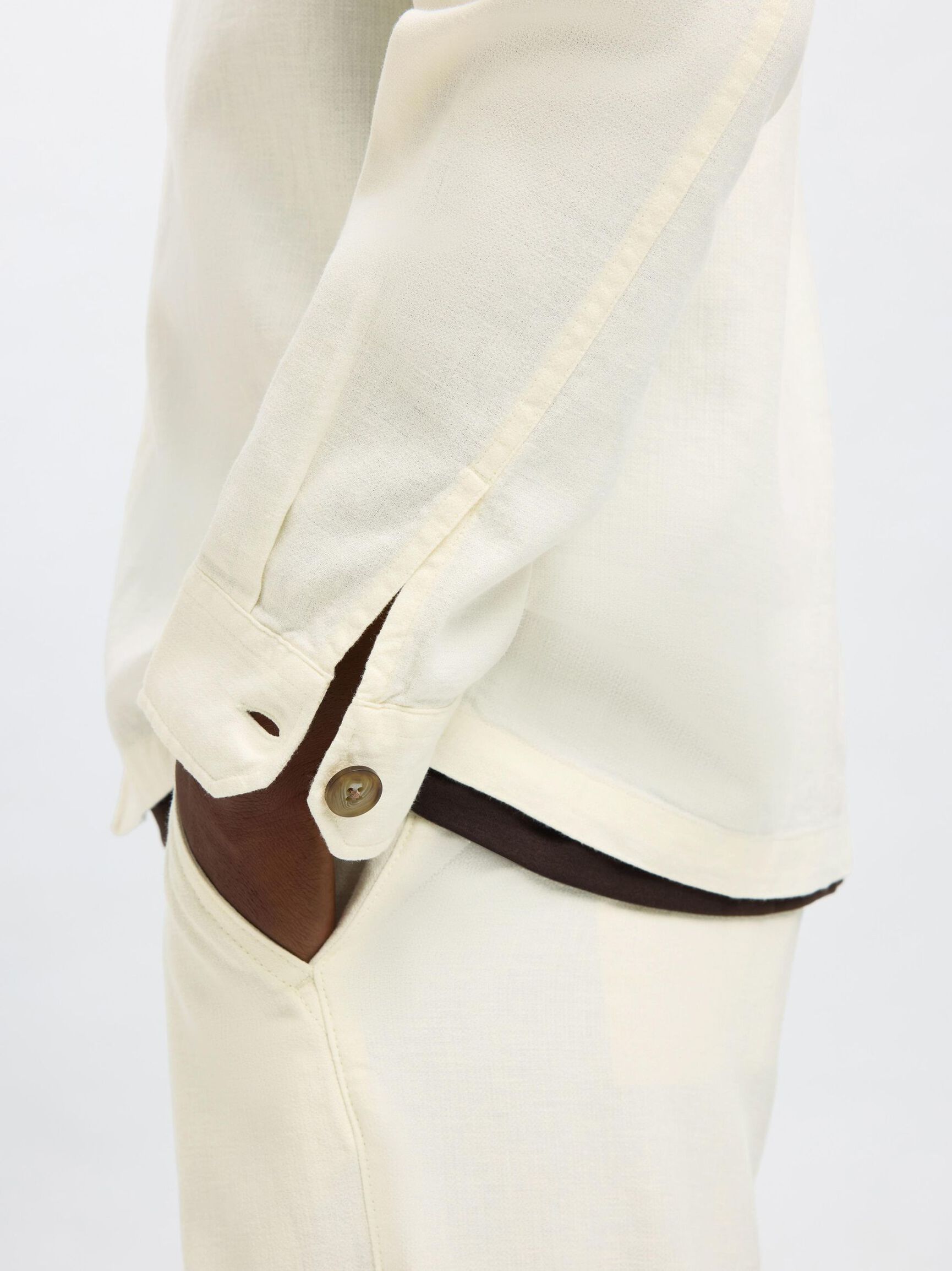 LINEN BLEND OVERSHIRT, Cloud Dancer, highres
