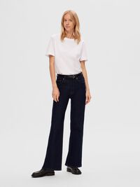 HØJTALJEDE WIDE FIT JEANS, Dark Blue Denim, highres