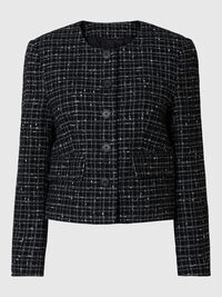 BOUCLÉ WOLLGEMISCH BLAZER, Black, highres