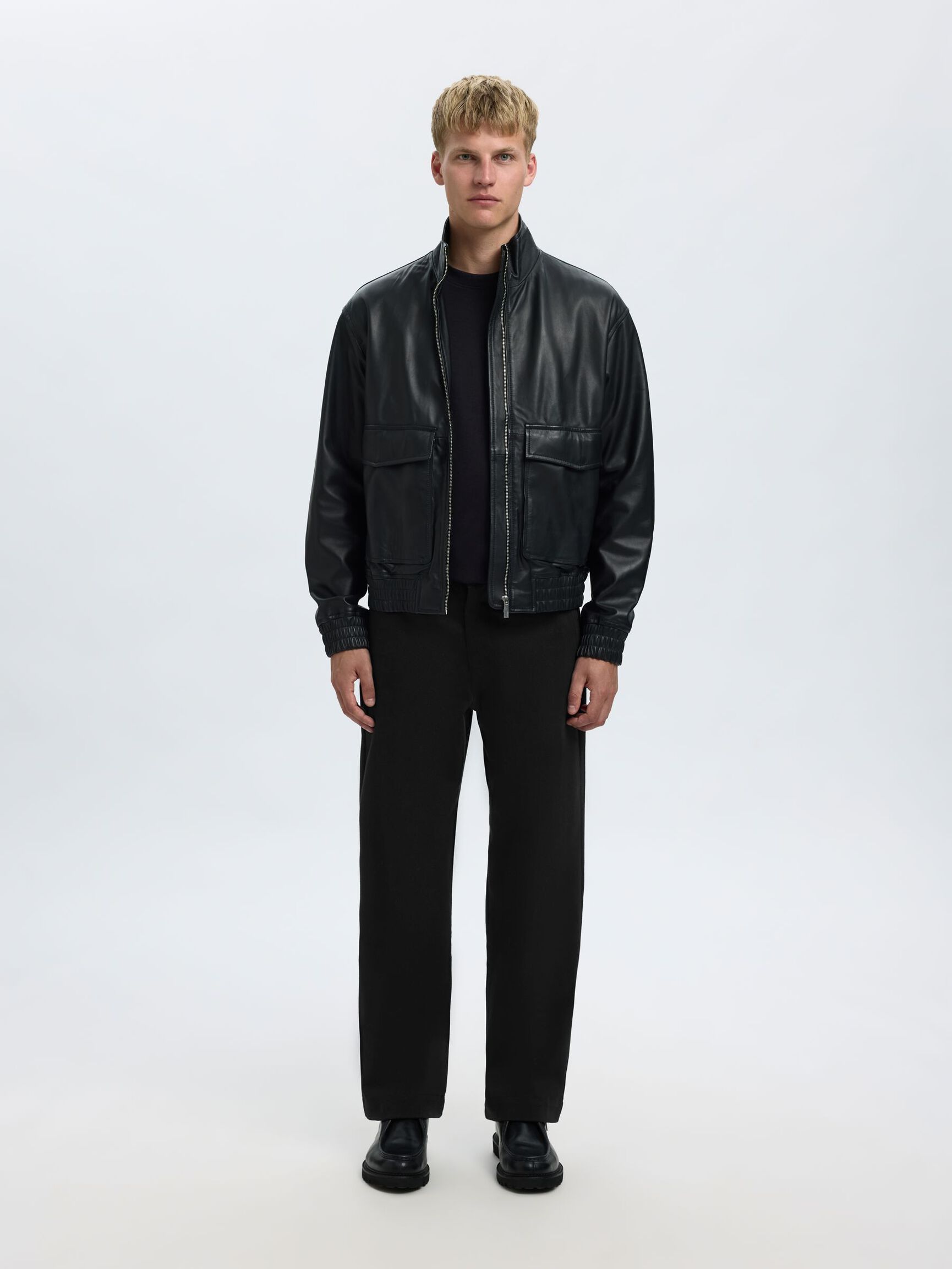 KATOEN TWILL LOOSE-FIT BROEK, Black, highres