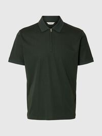 ZIPPER POLO SHIRT, Deep Forest, highres
