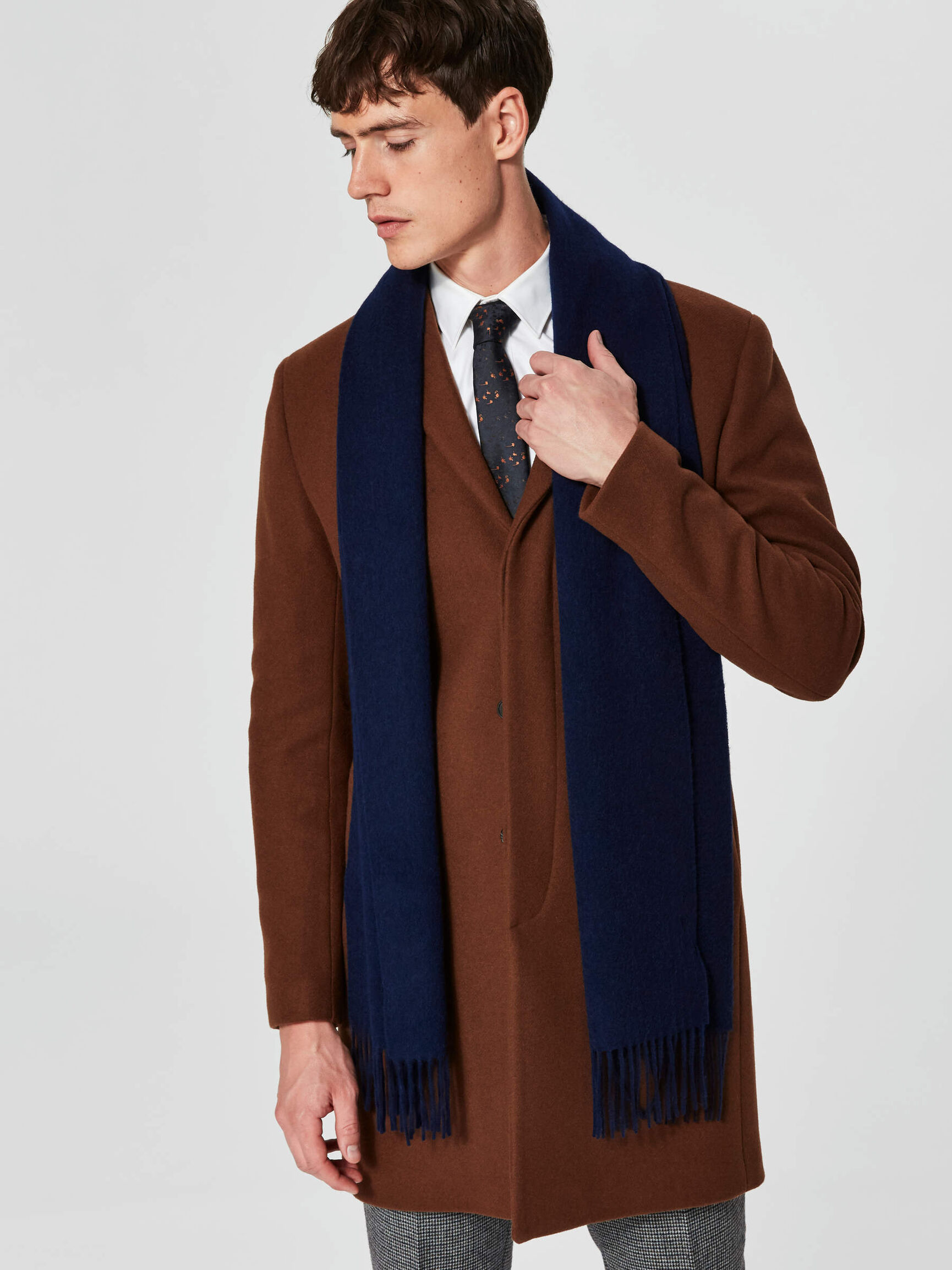 WOOL SCARF, Dark Navy, highres