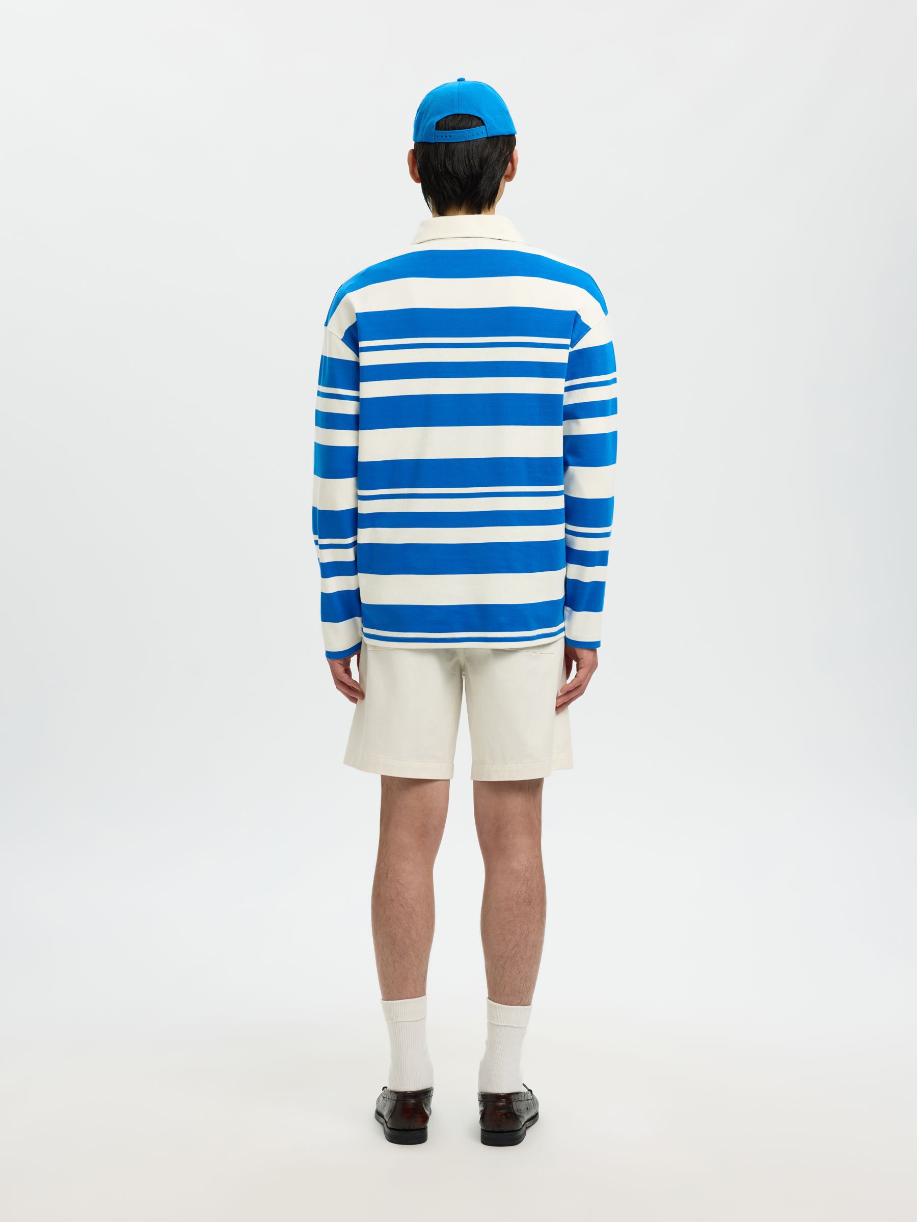 RELAXED FIT LANGARM-POLOSHIRT, Egret, highres