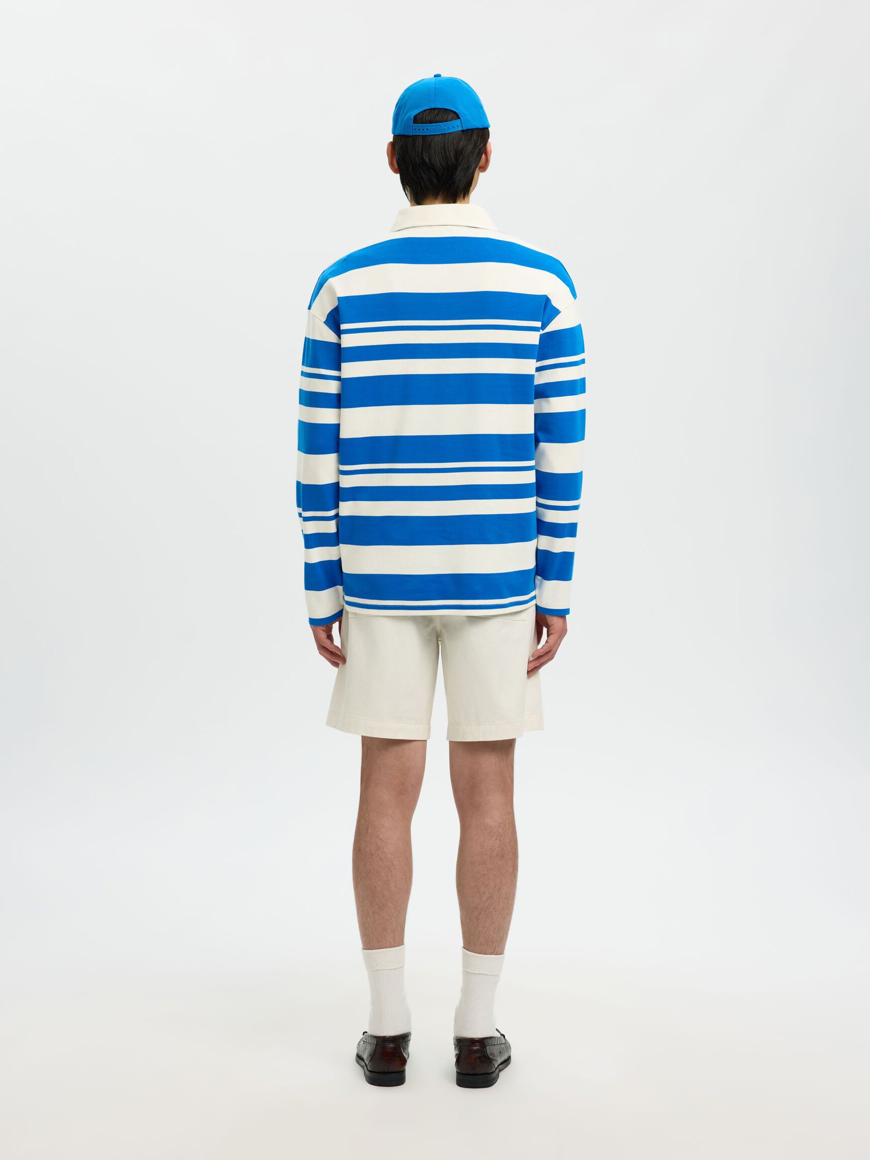 RELAXED FIT LANGARM-POLOSHIRT, Egret, highres