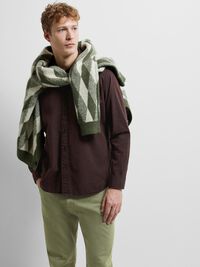 LONG-SLEEVED FLANNEL SHIRT, Chocolate Torte, highres