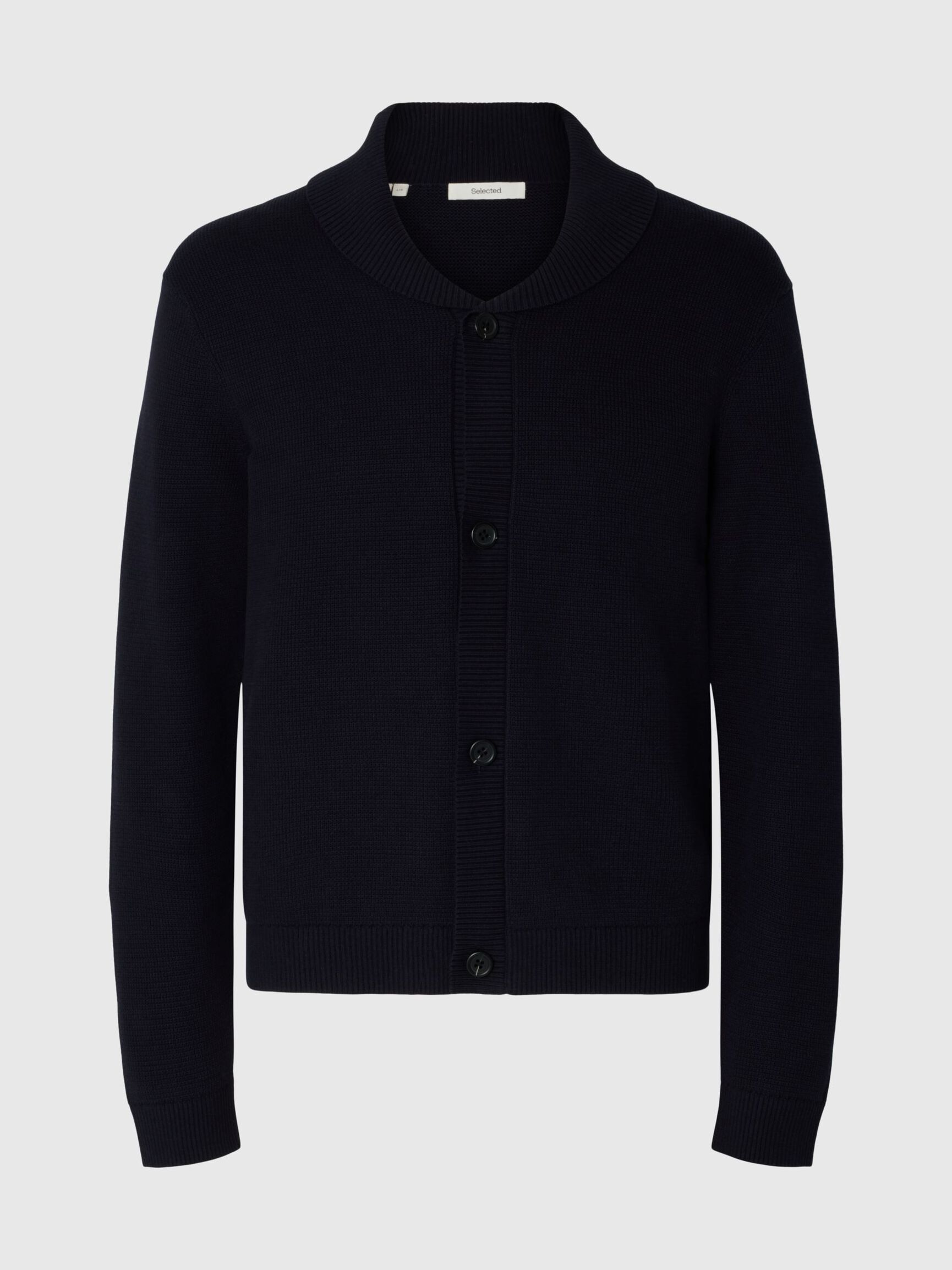 ORGANIC COTTON SHAWL COLLAR CARDIGAN, Sky Captain, highres
