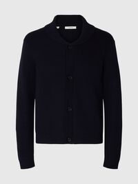 ORGANIC COTTON SHAWL COLLAR CARDIGAN, Sky Captain, highres