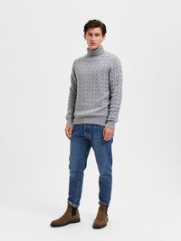 ZOPFSTRICK PULLOVER, Medium Grey Melange, highres
