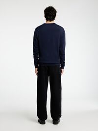 100% MERINO WOOL CREWNECK JUMPER, Navy Blazer, highres