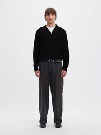 RIBBED ORGANIC COTTON HALF-ZIP JUMPER, Black, highres