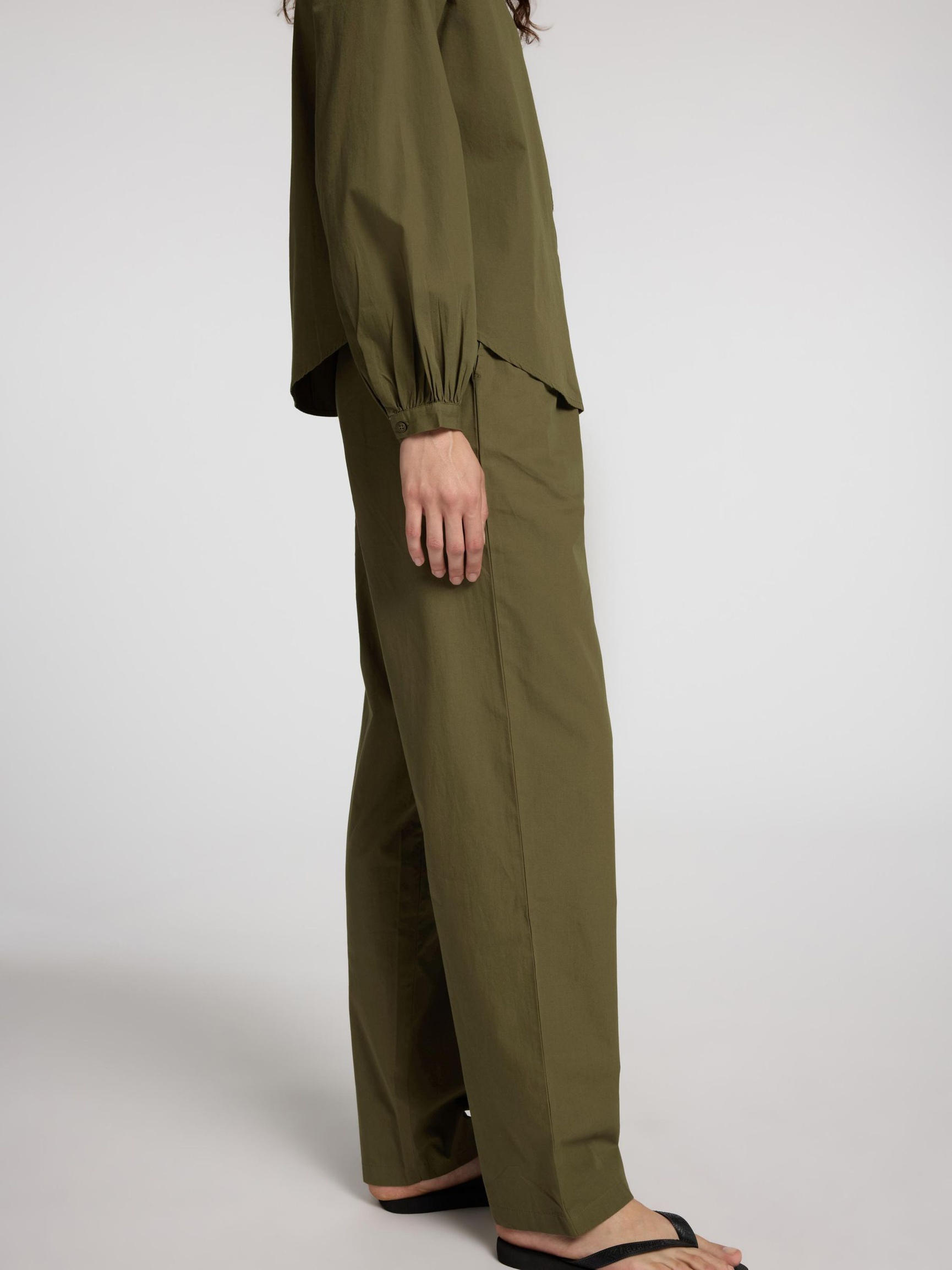 COTTON HIGH WAISTED TROUSERS, Kalamata, highres