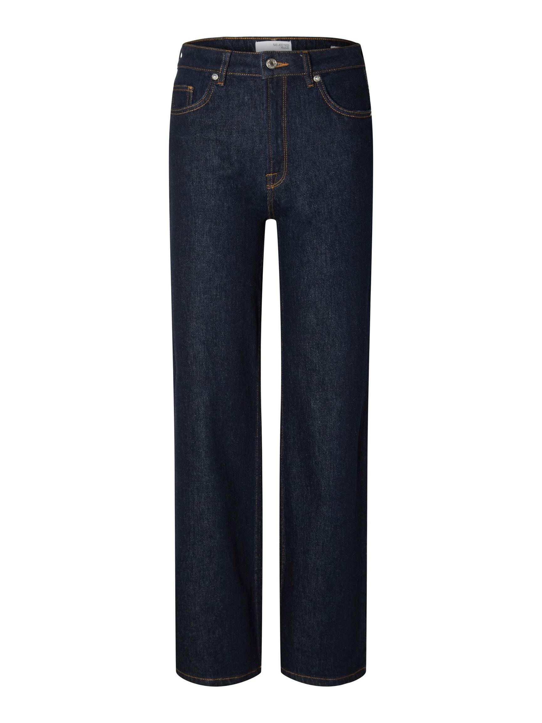 HØJTALJEDE WIDE FIT JEANS, Dark Blue Denim, highres