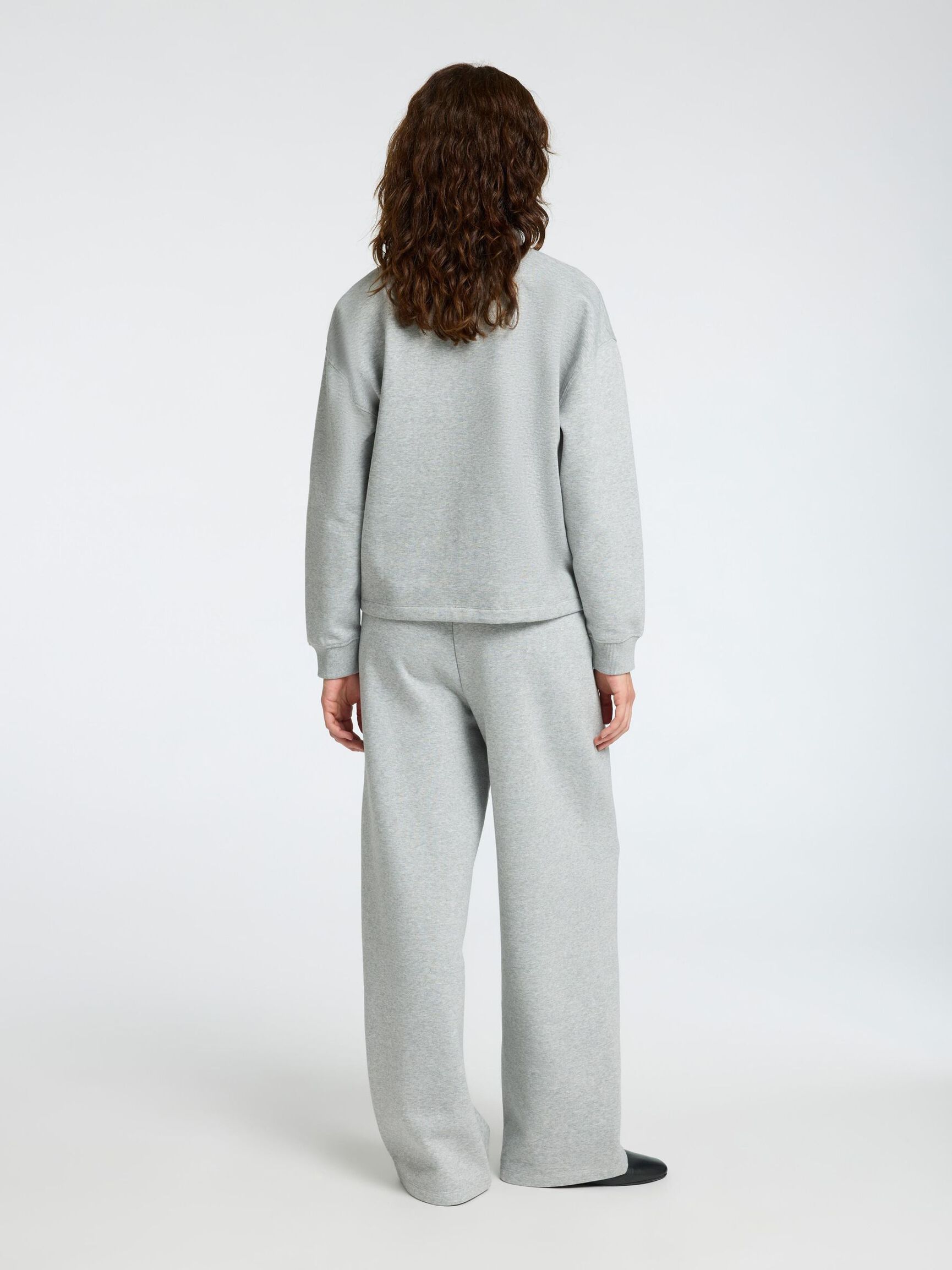 WIDE LEG SWEATPANTS, Light Grey Melange, highres