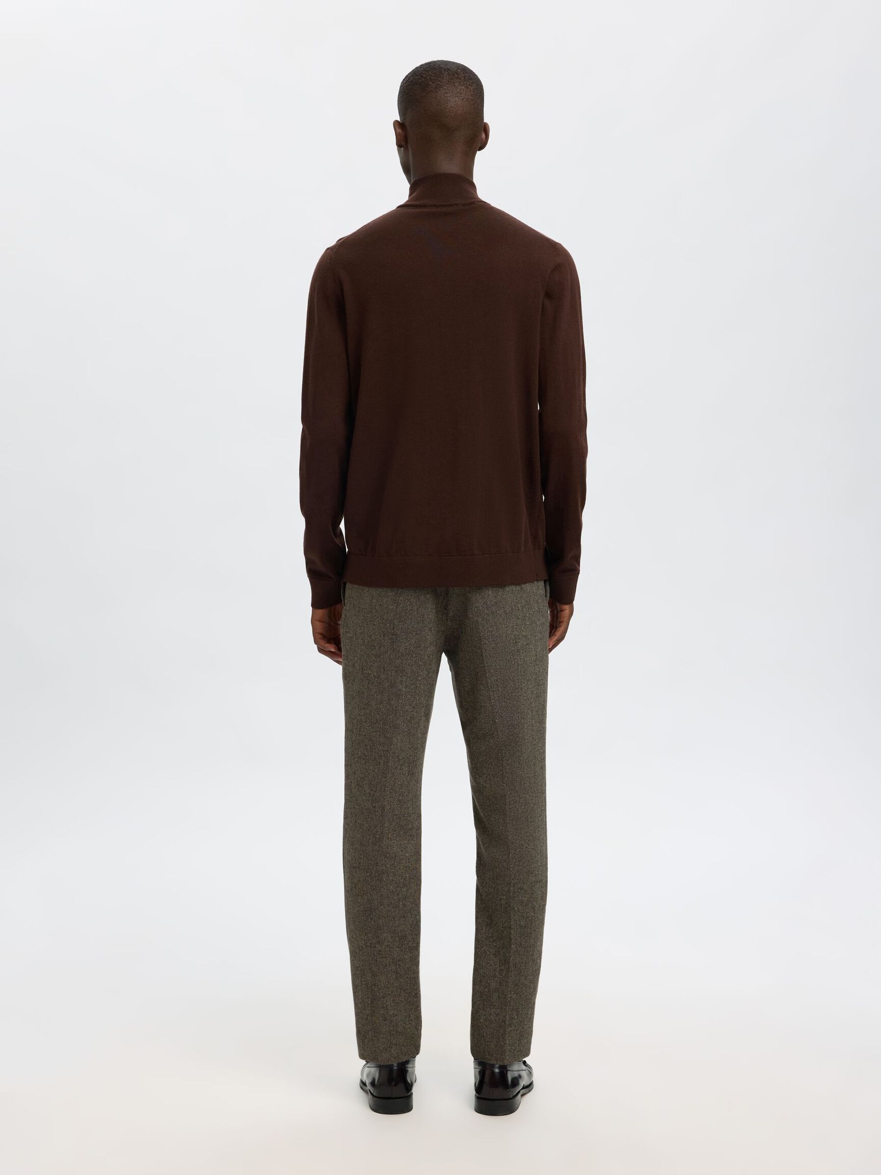 100% MERINO WOOL HALF-ZIP JUMPER, Demitasse, highres
