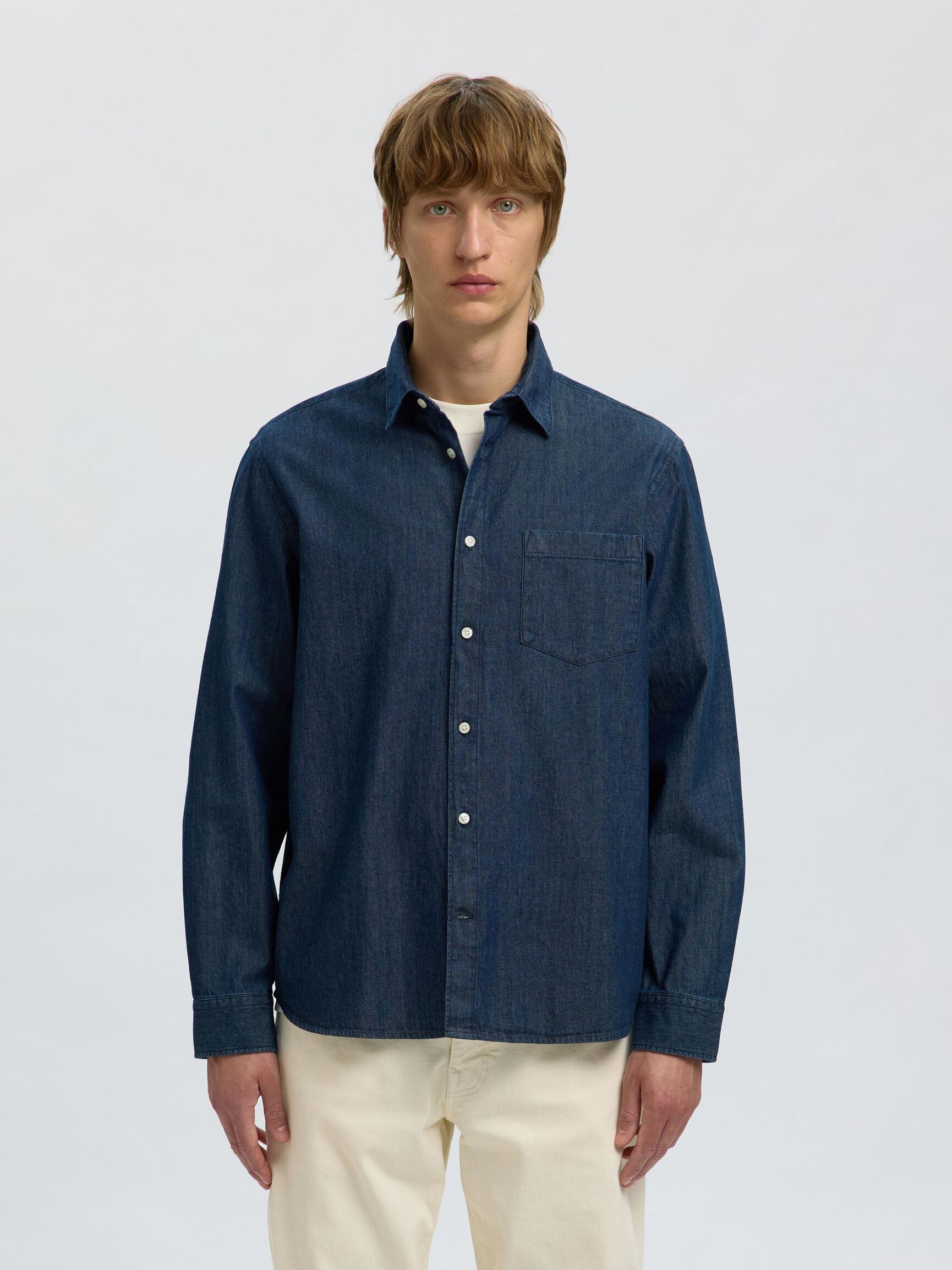 REGULAR FIT JEANSHEMD, Dark Blue Denim, highres