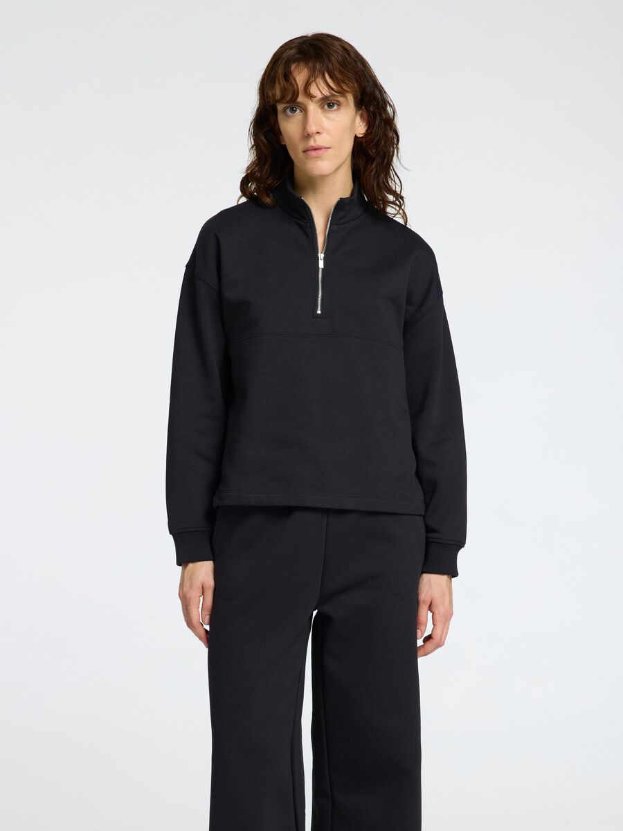 Selected HOGE KRAAG SWEATVEST, Black, highres - 16095782_Black_003.jpg
