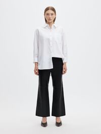 FLARED FIT LEATHER TROUSERS, Black, highres
