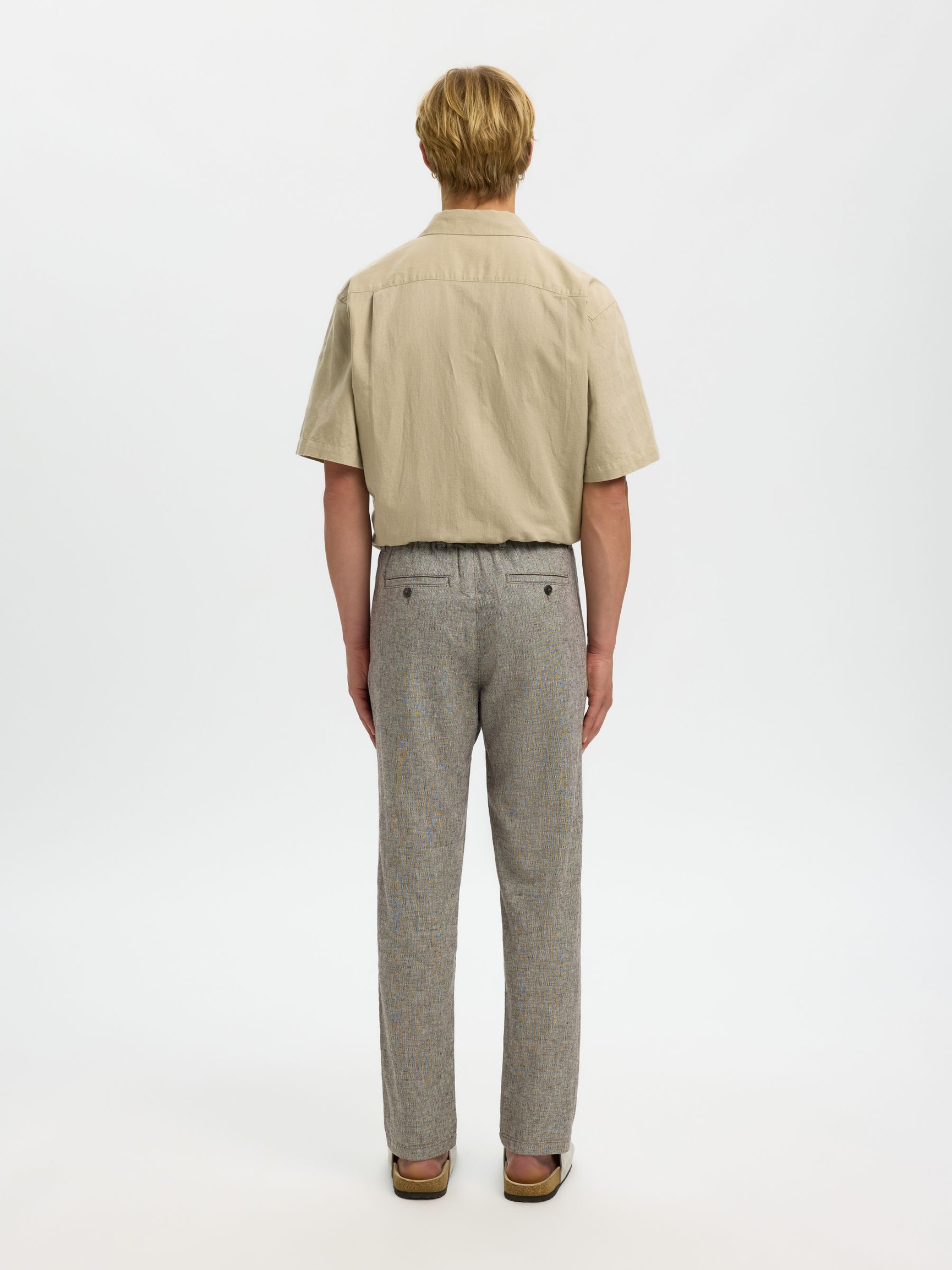 SLIM TAPERED LINEN BLEND TROUSERS, Delicioso, highres