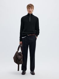 HALF-ZIP PULLOVER, Black, highres