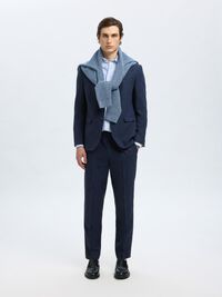 REGULAR FIT SINGLE-BREASTED BLAZER, Dark Navy, highres