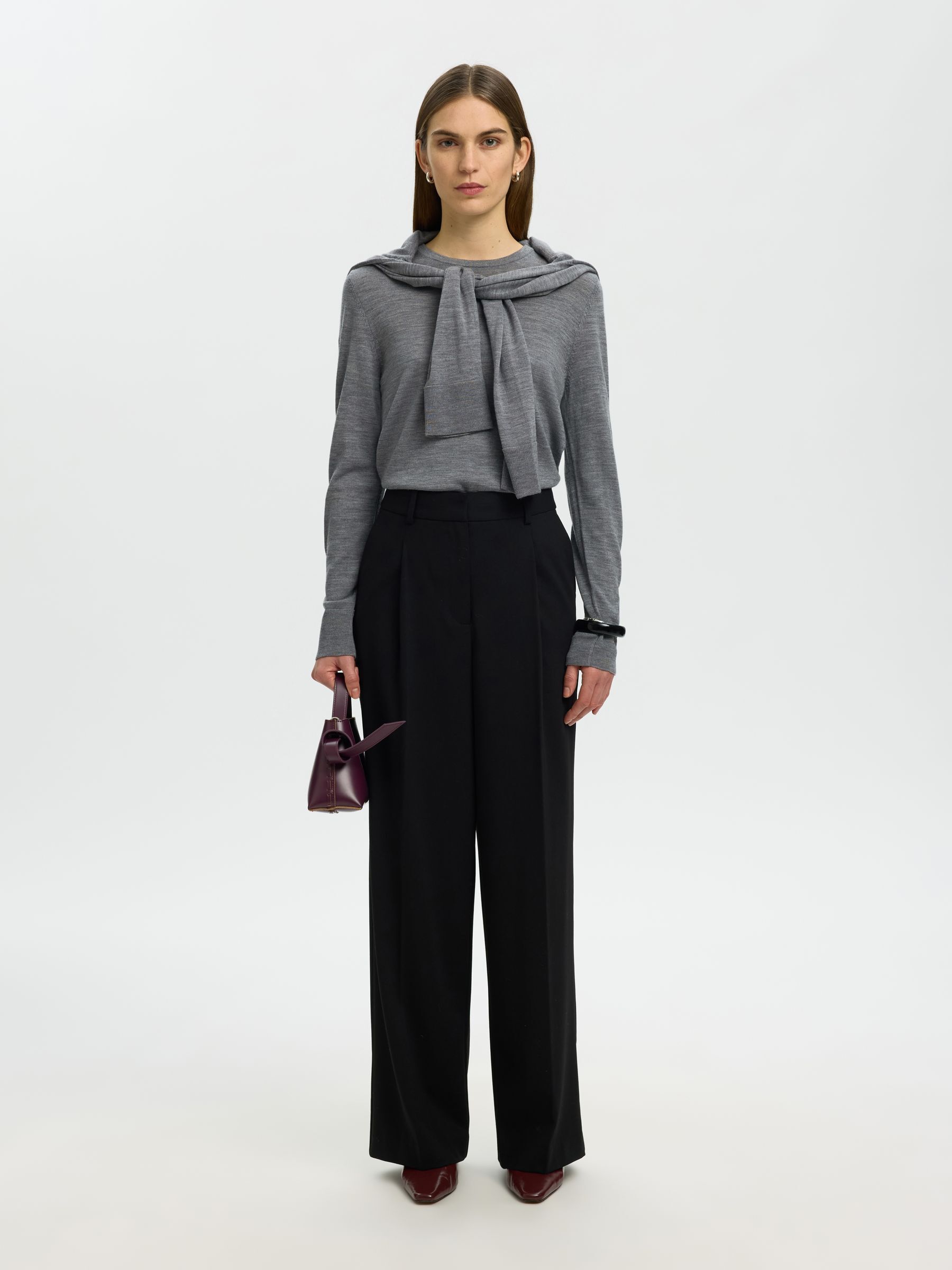 100% MERINO WOOL PULLOVER, Medium Grey Melange, highres