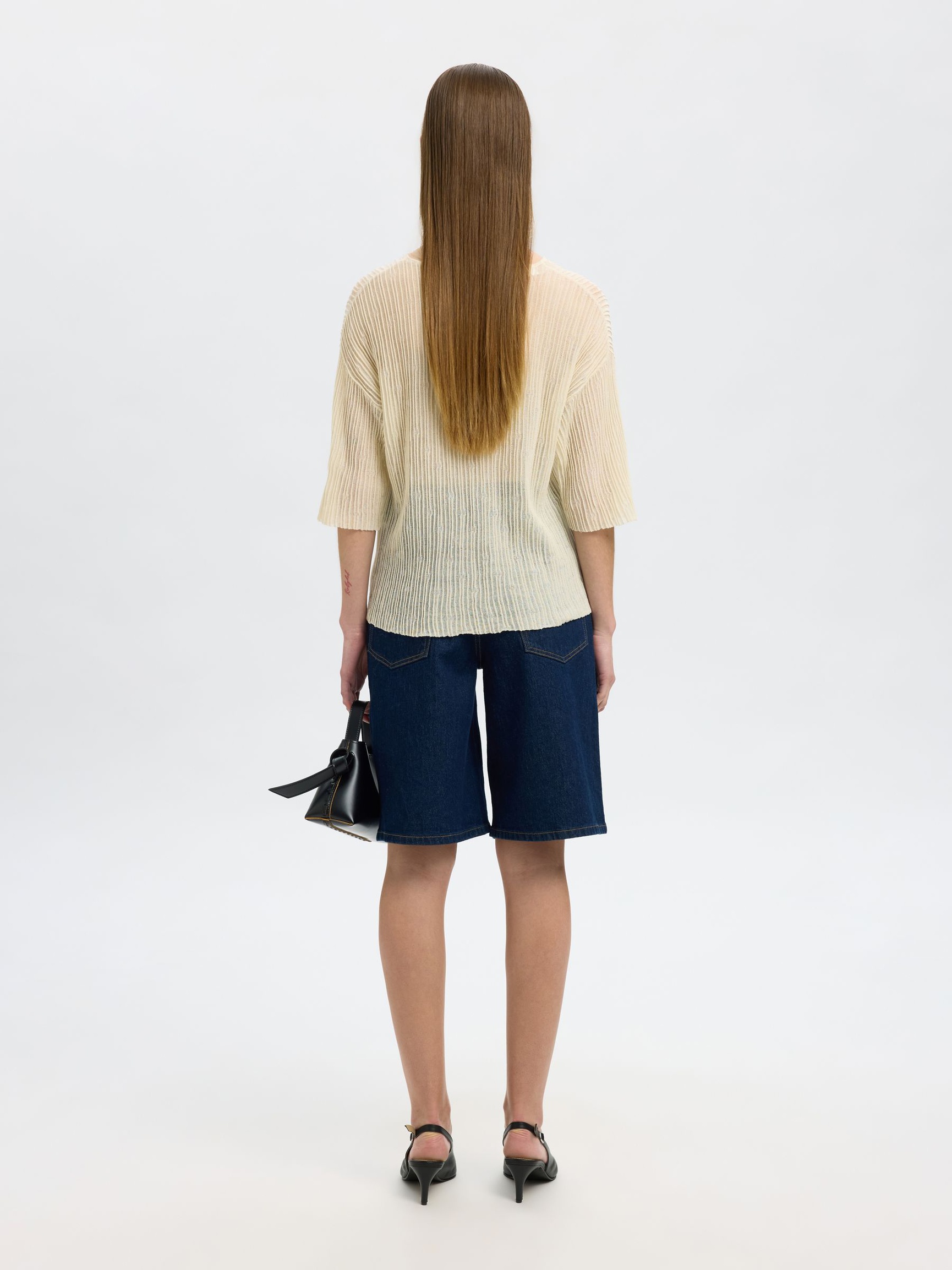 COTTON BLEND KNITTED TOP, Birch, highres