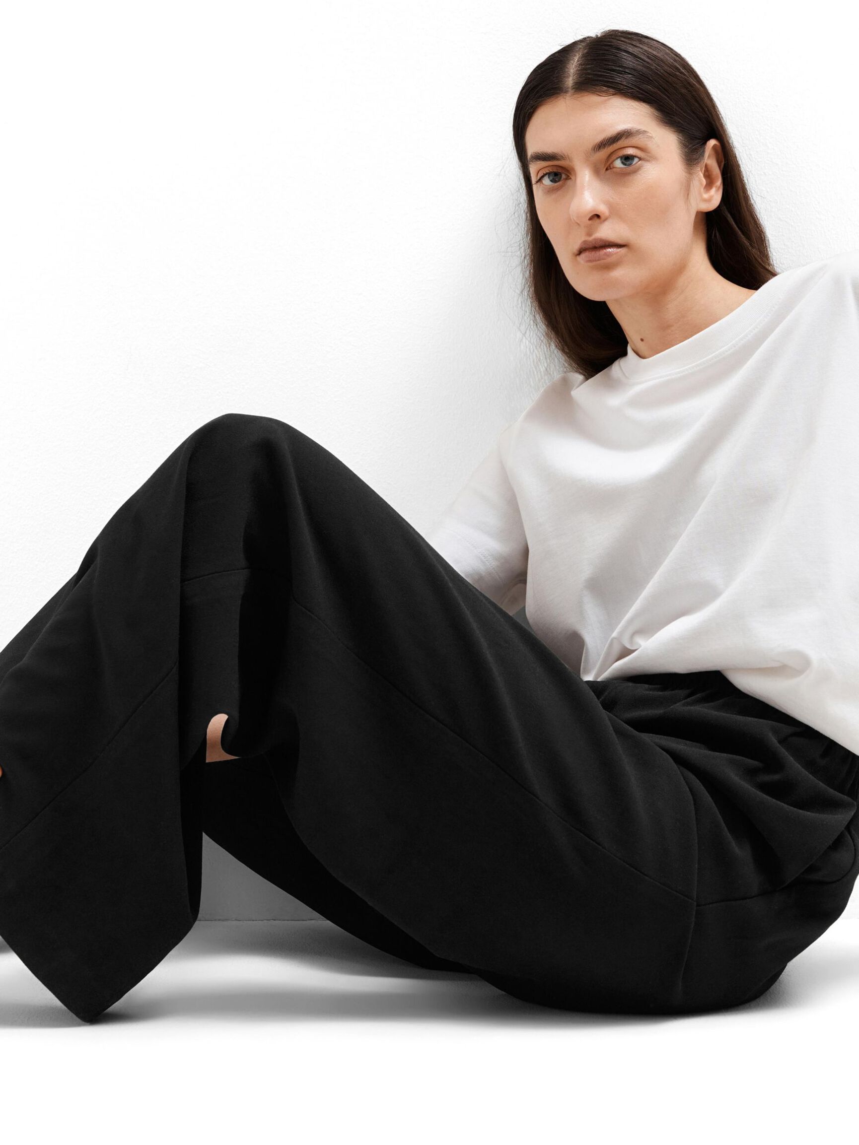 CLASSIC WIDE-LEG TROUSERS, Black, highres
