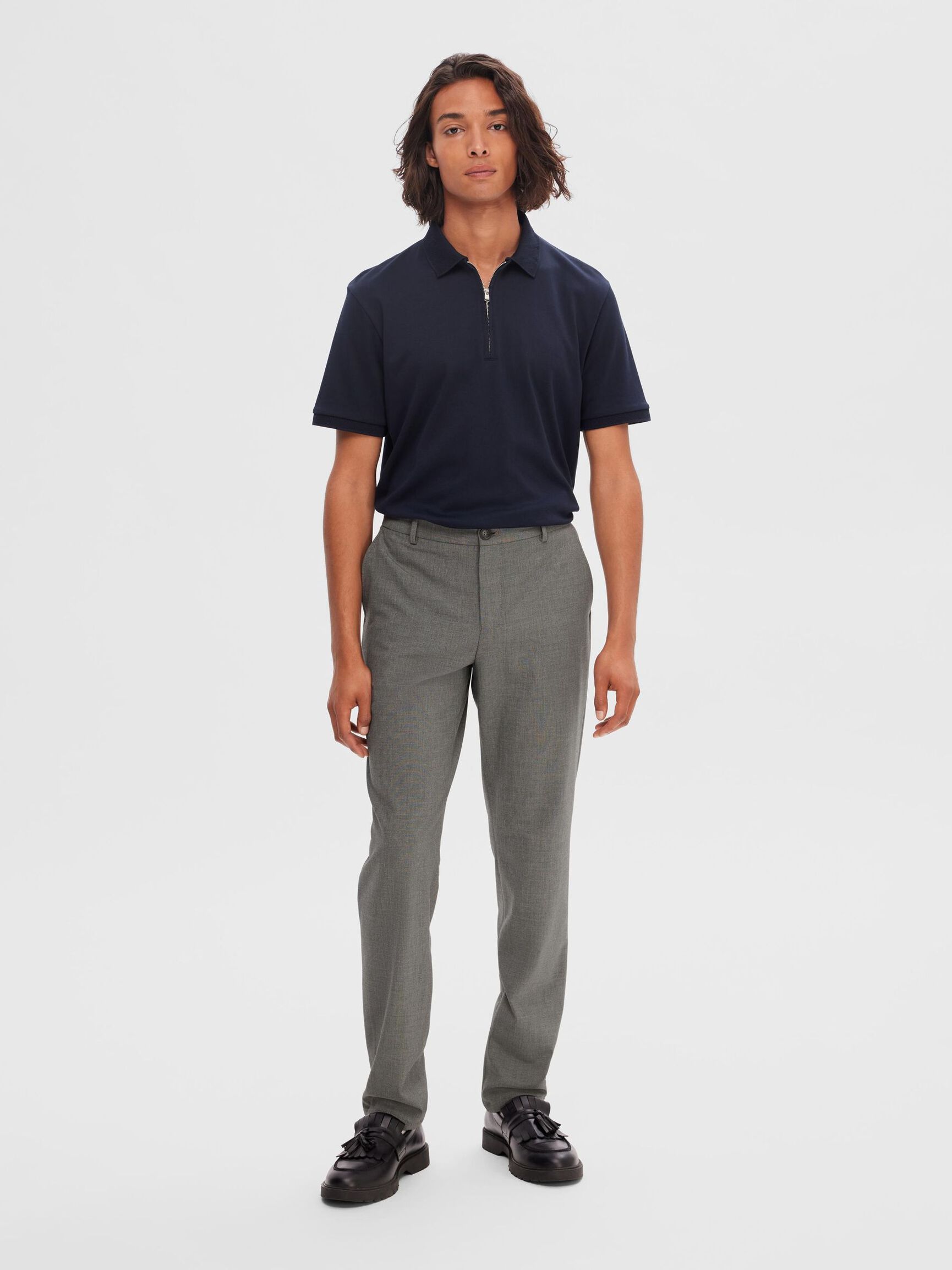 175 SLIM-FIT BUKSER, Grey Melange, highres