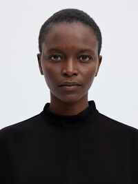 VISKOSE TOP MED KORTE ÆRMER, Black, highres