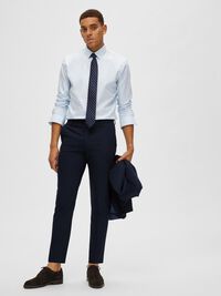 WOVEN WOOL BLEND TROUSERS, Navy Blazer, highres