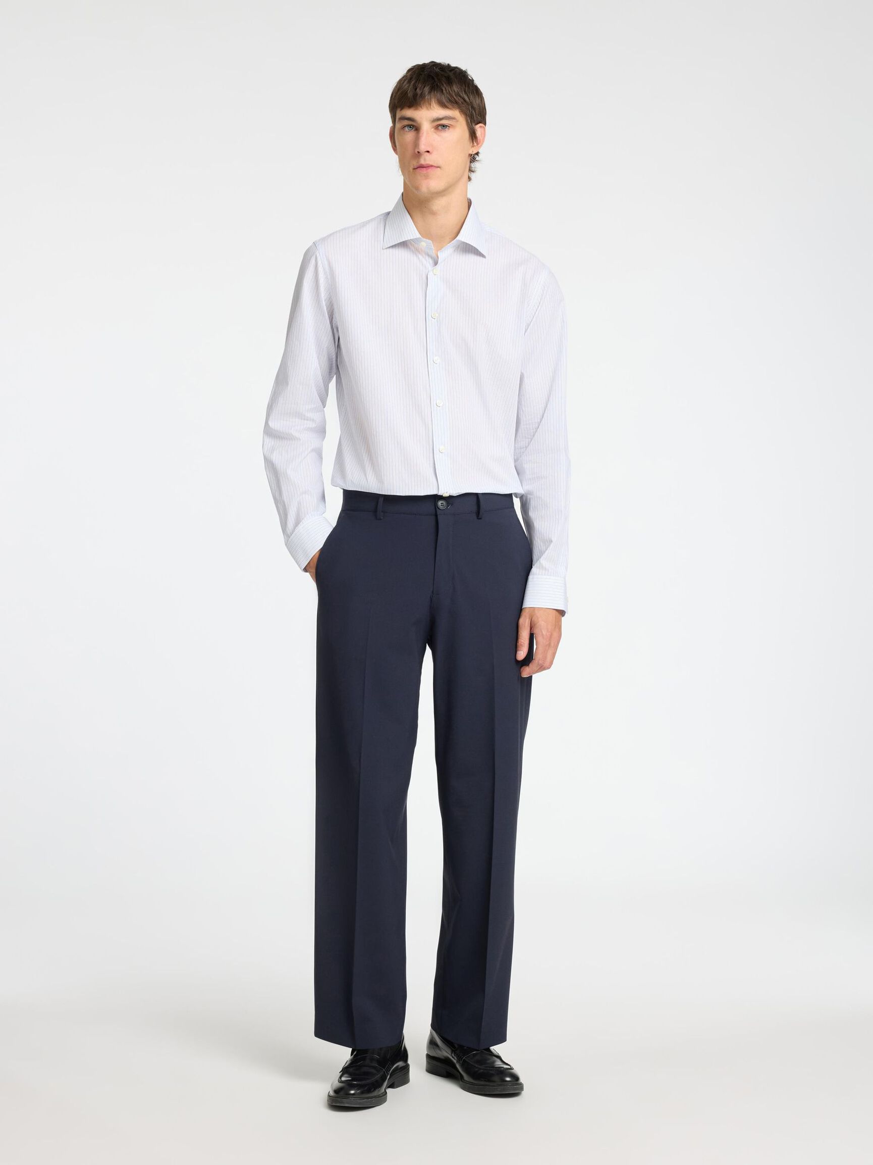 100% COTTON SLIM FIT SHIRT, Bright White, highres