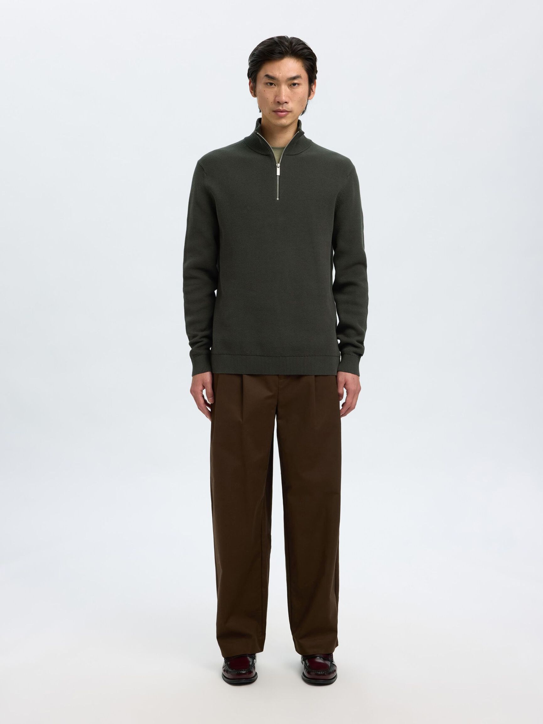 HALVE RITSSLUITING SWEATER, Deep Forest, highres