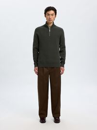 HALVE RITSSLUITING SWEATER, Deep Forest, highres
