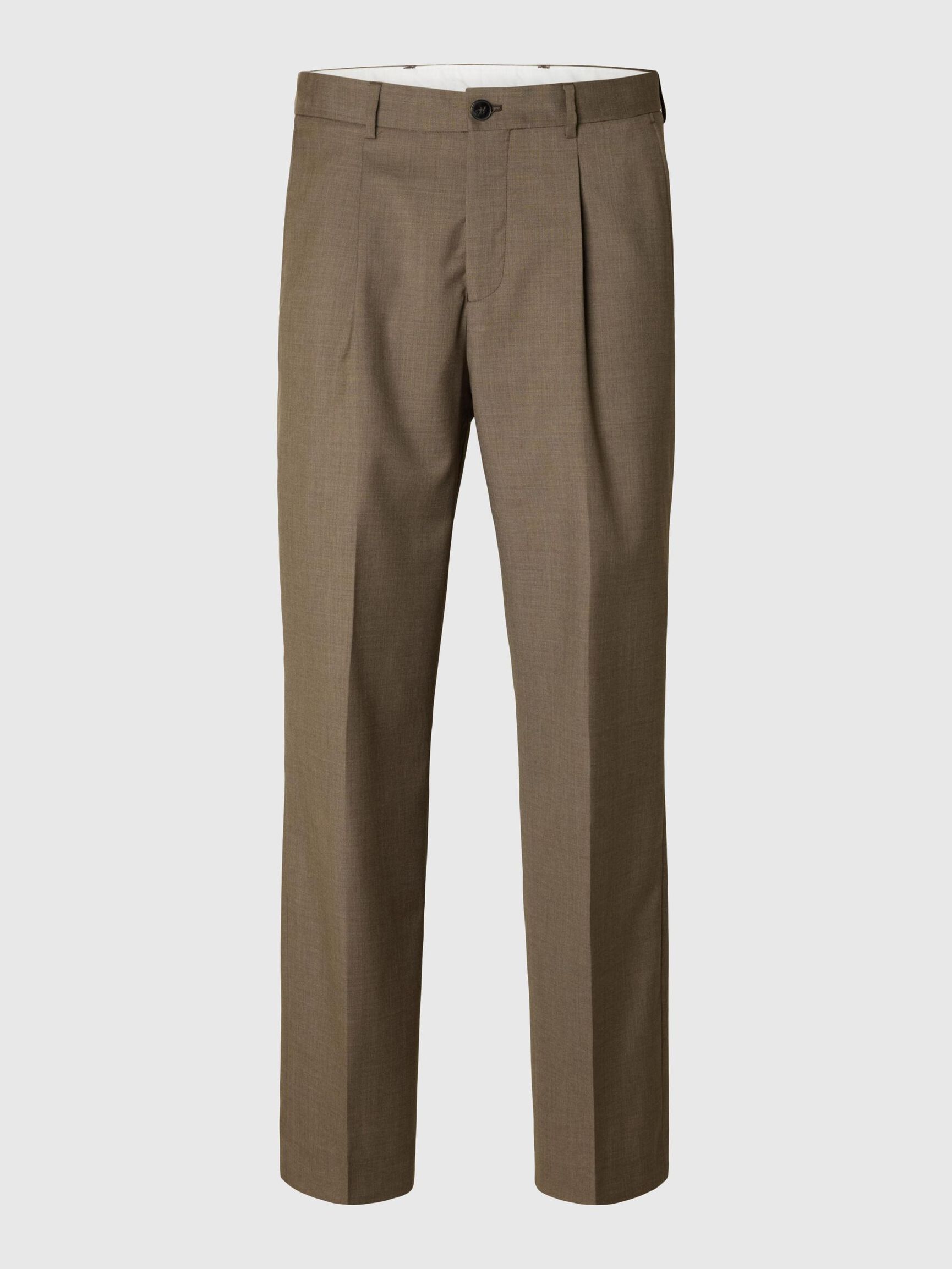 RELAXED FIT WOOL TROUSERS, Brindle, highres