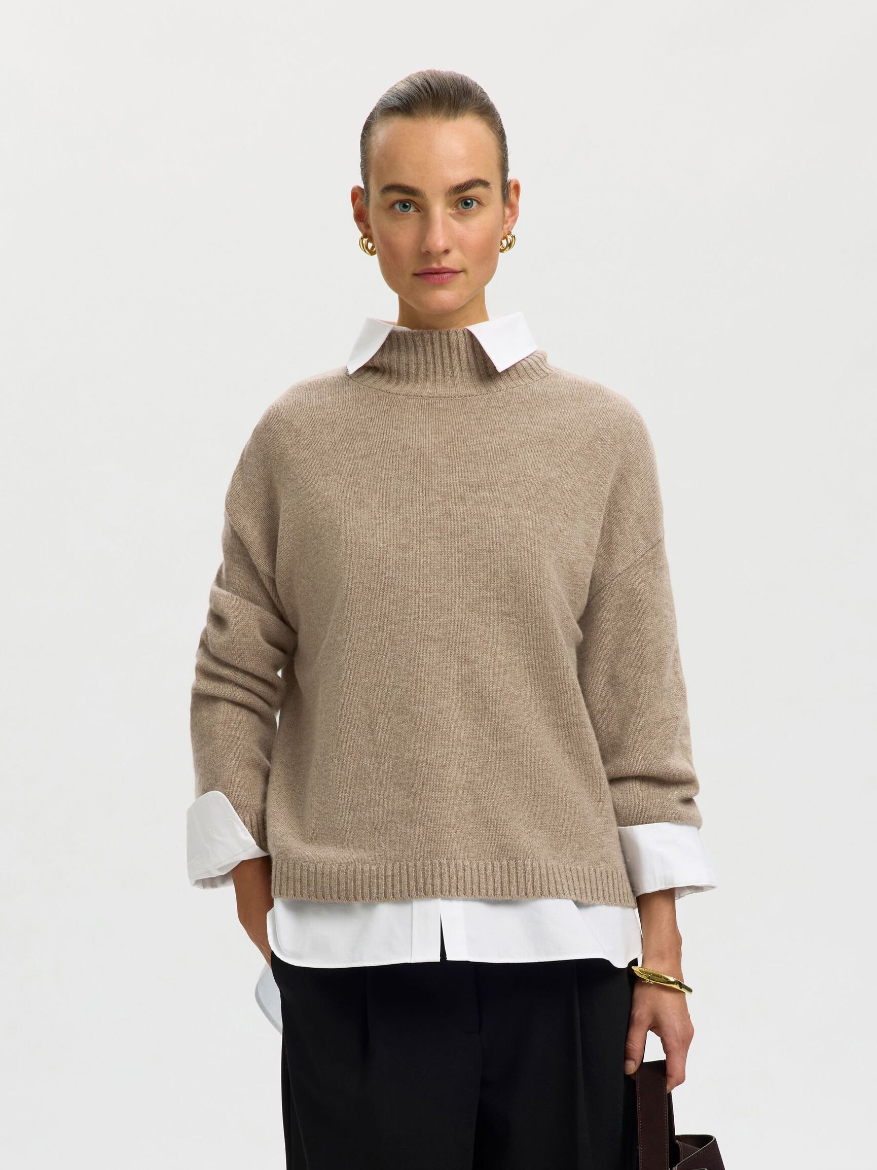 CASHMERE-BLANDING STRIKTRØJE, Irish Cream, highres