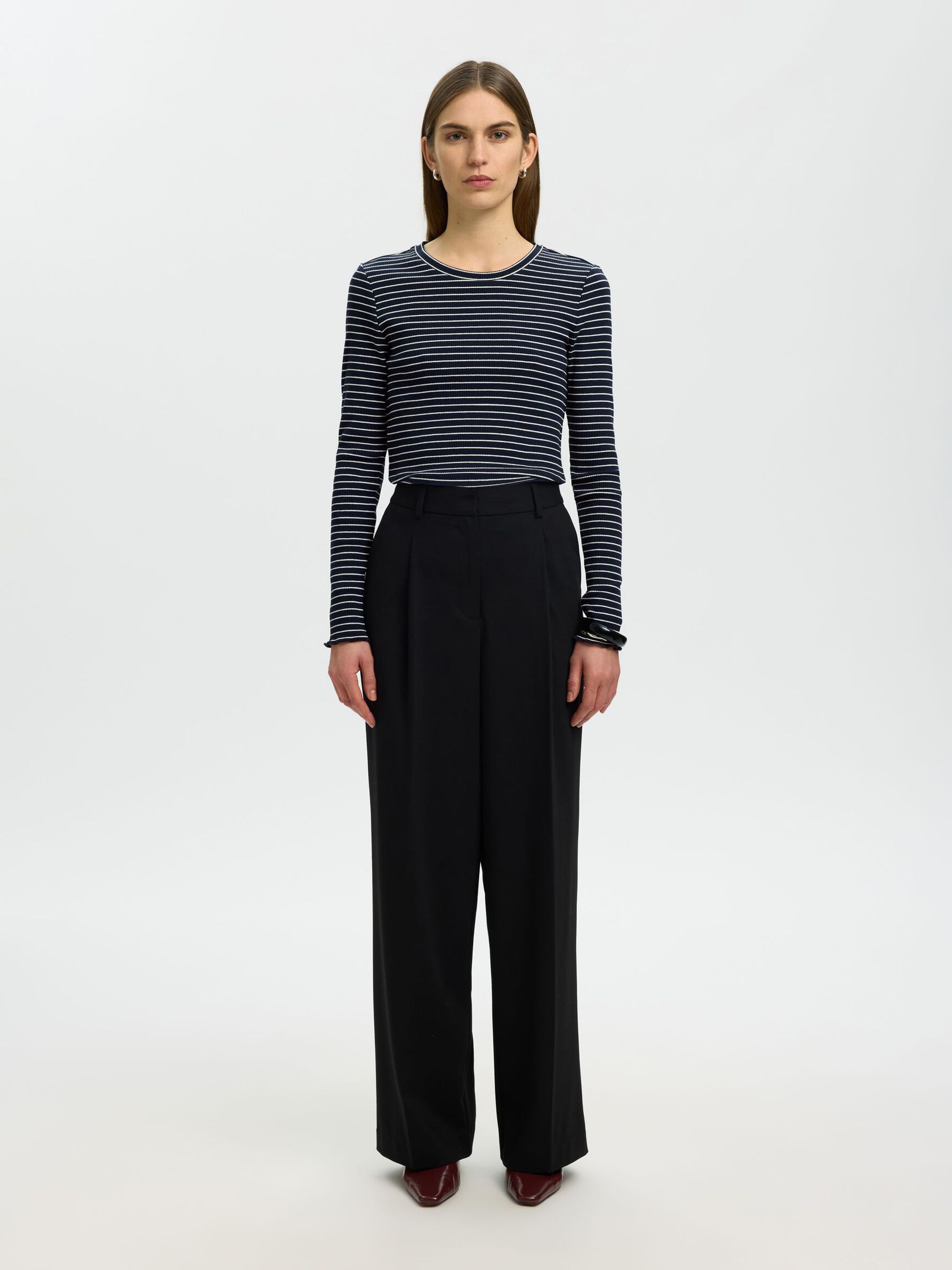 STRIPED LONG-SLEEVED T-SHIRT, Dark Sapphire, highres
