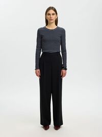 STRIPED LONG-SLEEVED T-SHIRT, Dark Sapphire, highres