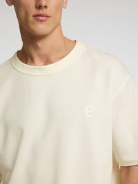 RELAXED FIT CREWNECK T-SHIRT, Egret, highres