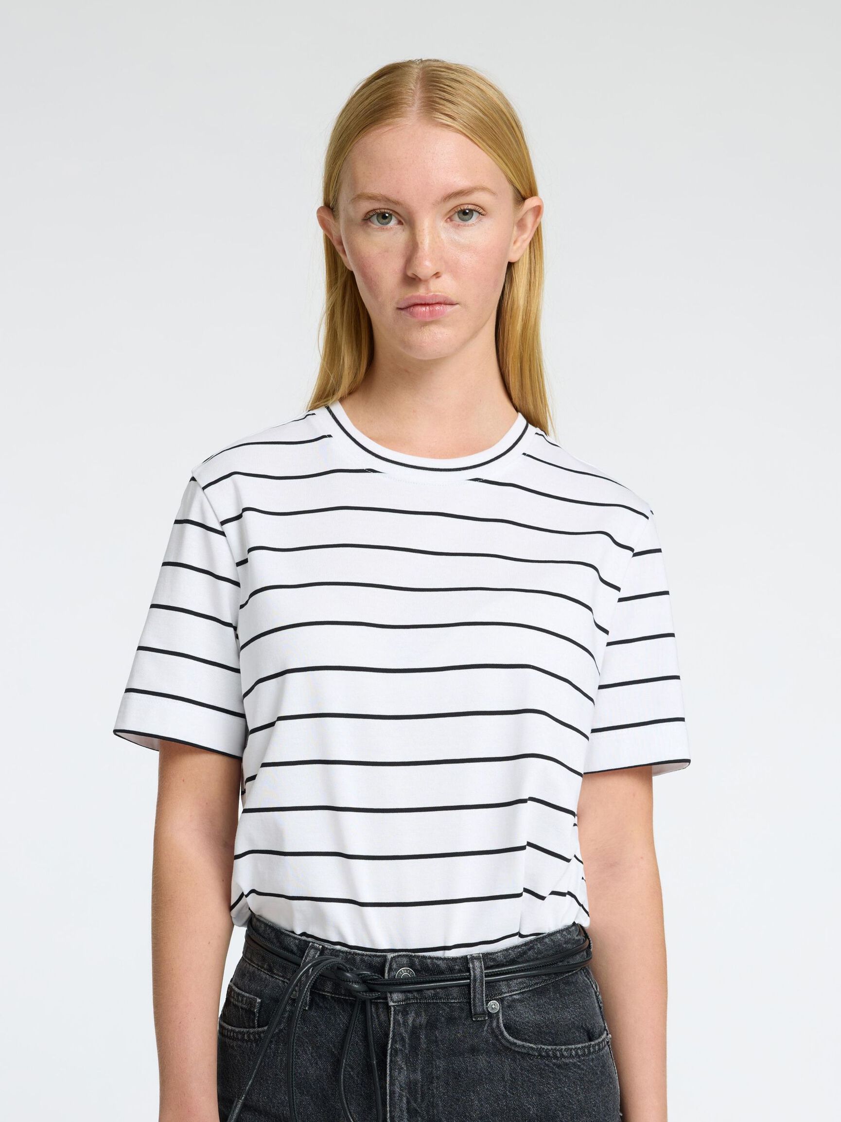 GESTREIFTES BOXY FIT T-SHIRT, Bright White, highres