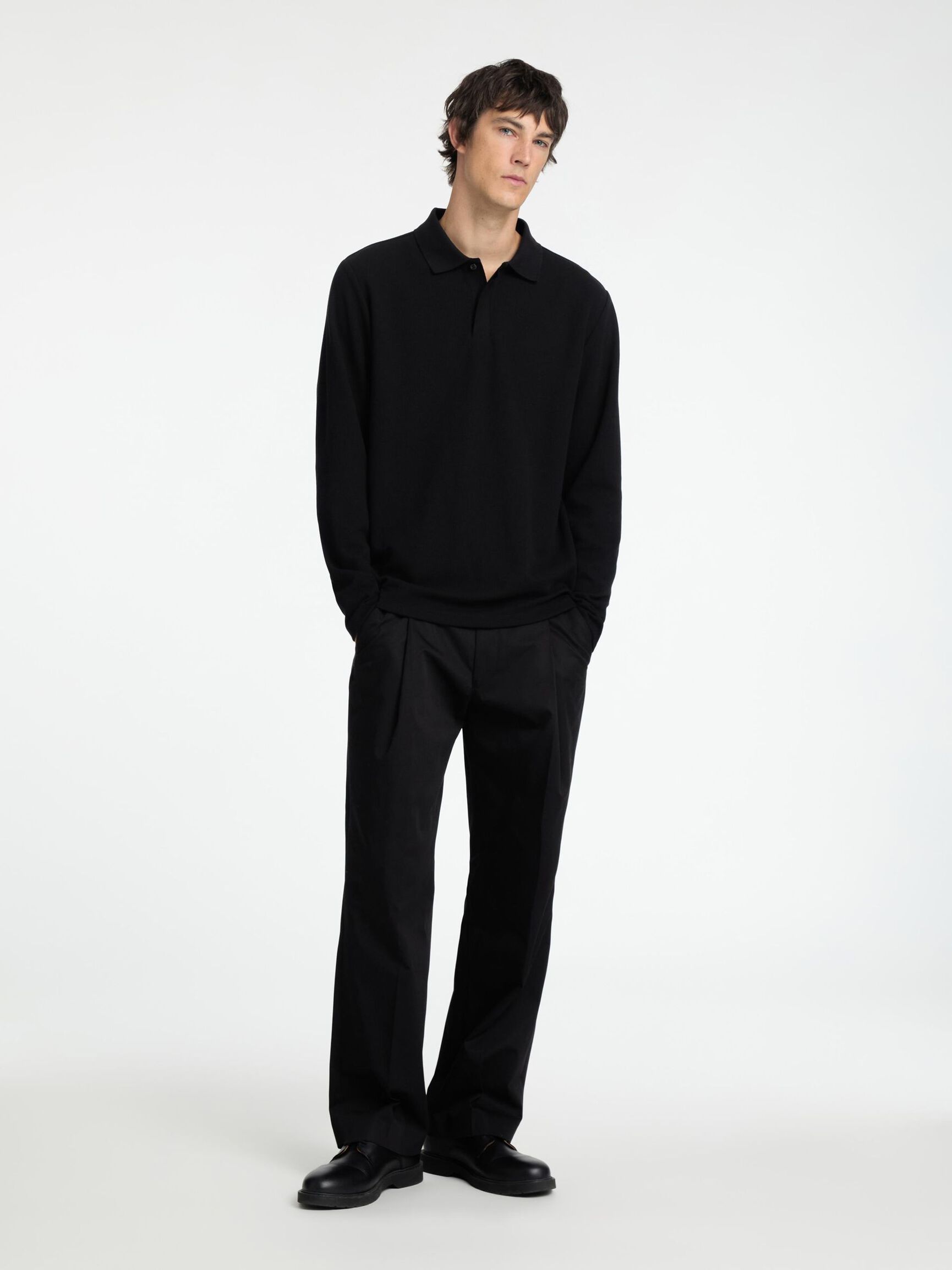 MANCHES LONGUES POLO, Black, highres