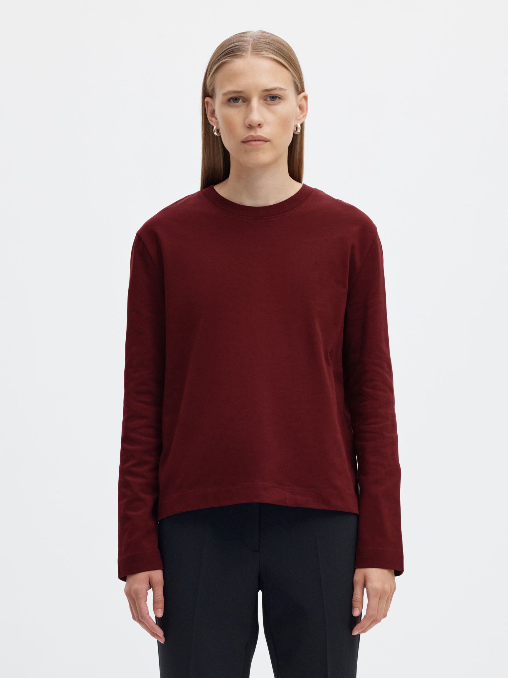 LONG-SLEEVED BOXY T-SHIRT, Tawny Port, highres