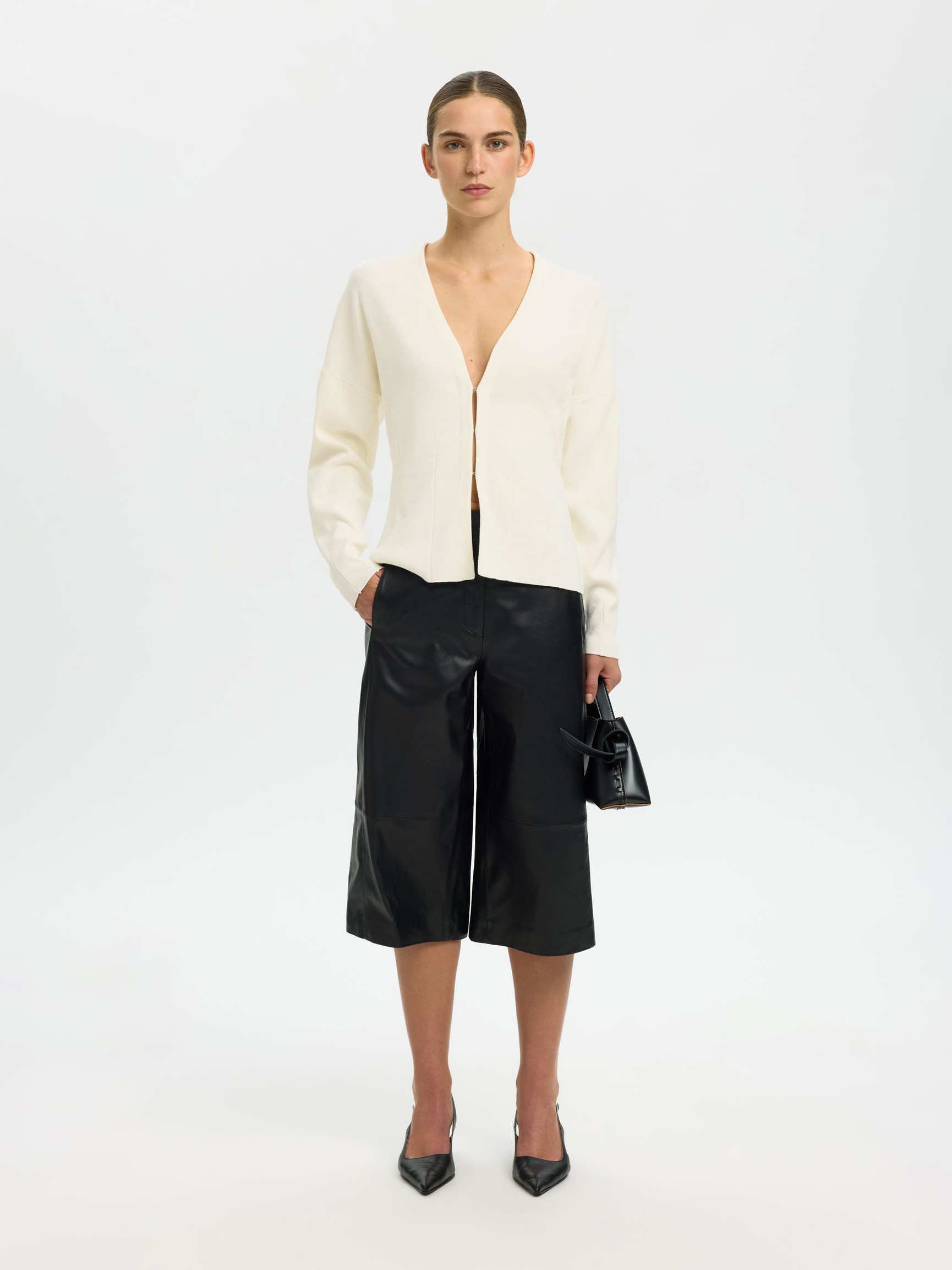 COTTON CARDIGAN, Egret, highres