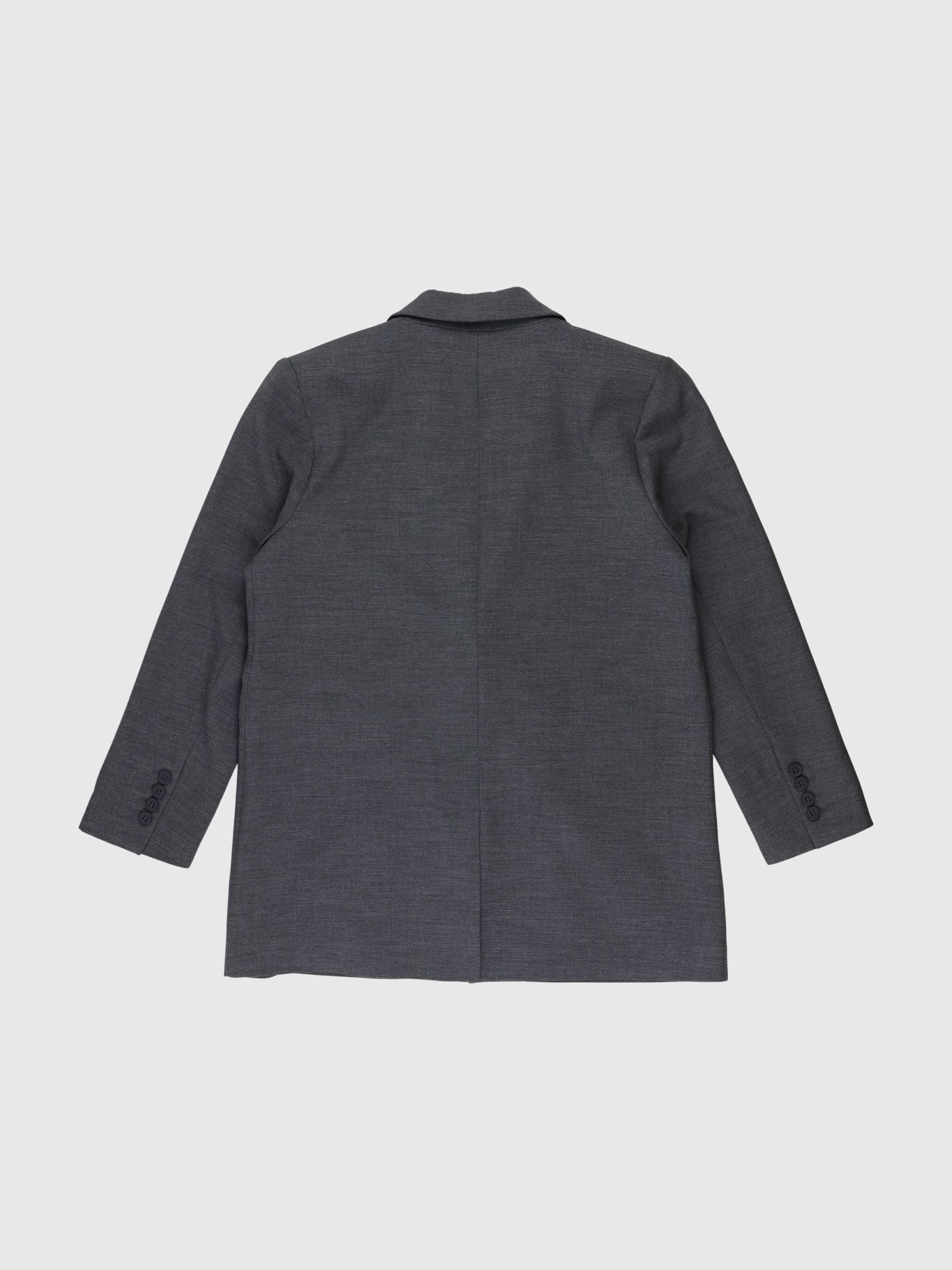 VISCOSE BLEND RELAXED BLAZER, Dark Grey Melange, highres