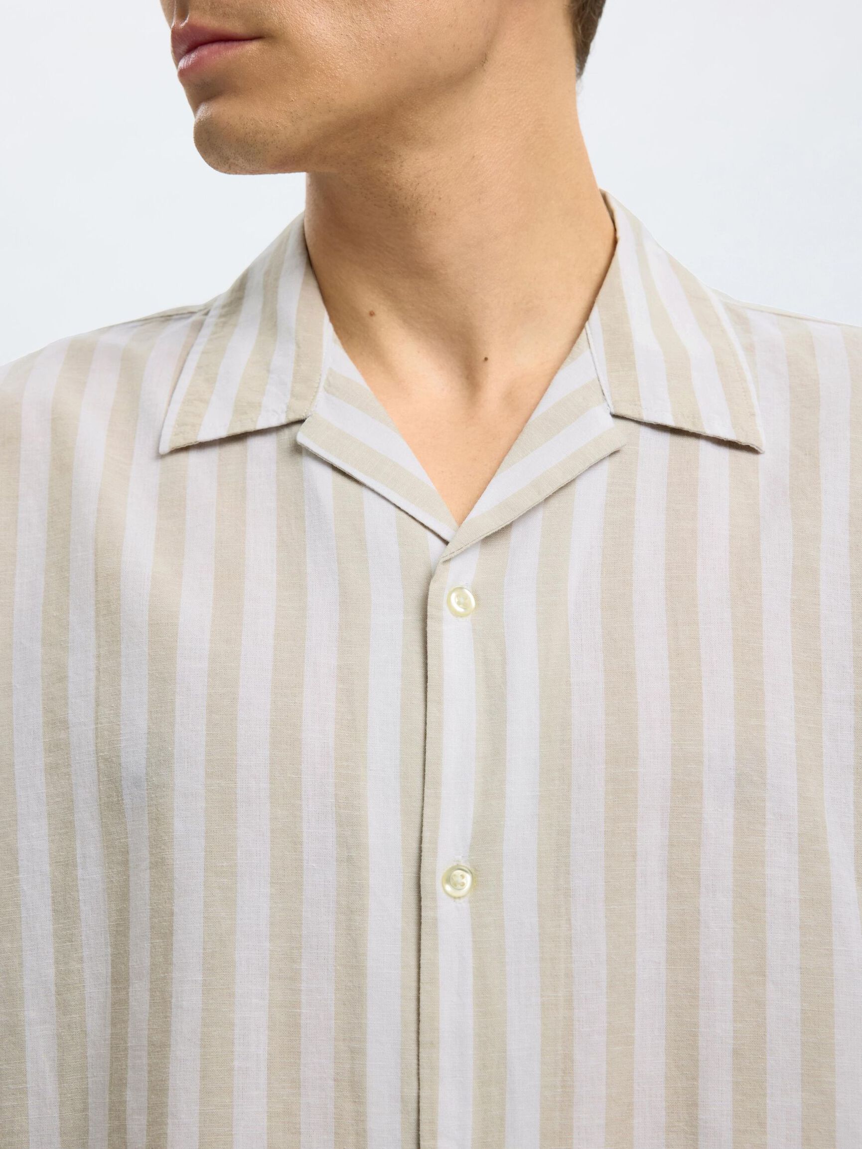 LINEN BLEND SHORT SLEEVED SHIRT, Pure Cashmere, highres