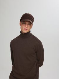 LONG-SLEEVED ROLL NECK PULLOVER, Chocolate Torte, highres