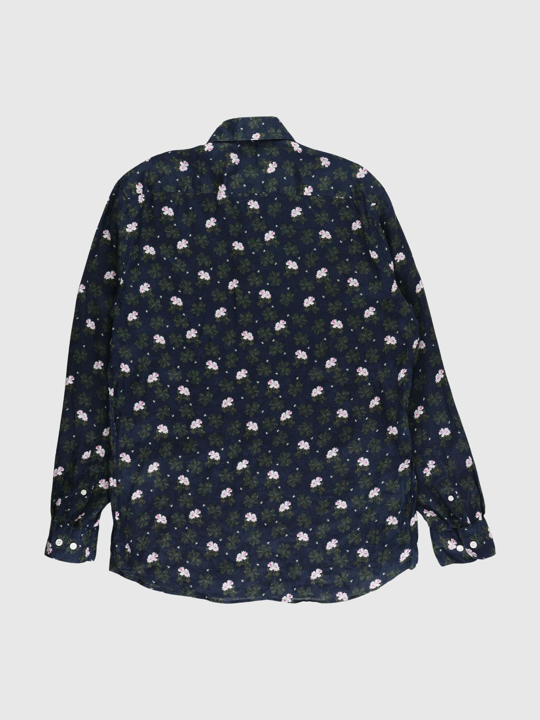 BUTTON-DOWN FORMAL LINEN SHIRT, Black, highres