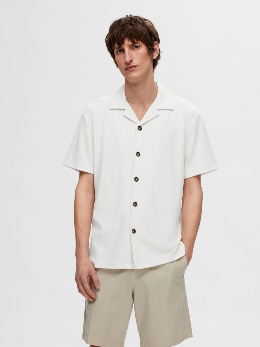 Selected GERIBDE CUBAN COLLAR OVERHEMD MET KORTE MOUWEN, Egret, highres - 16090778_Egret_003.jpg