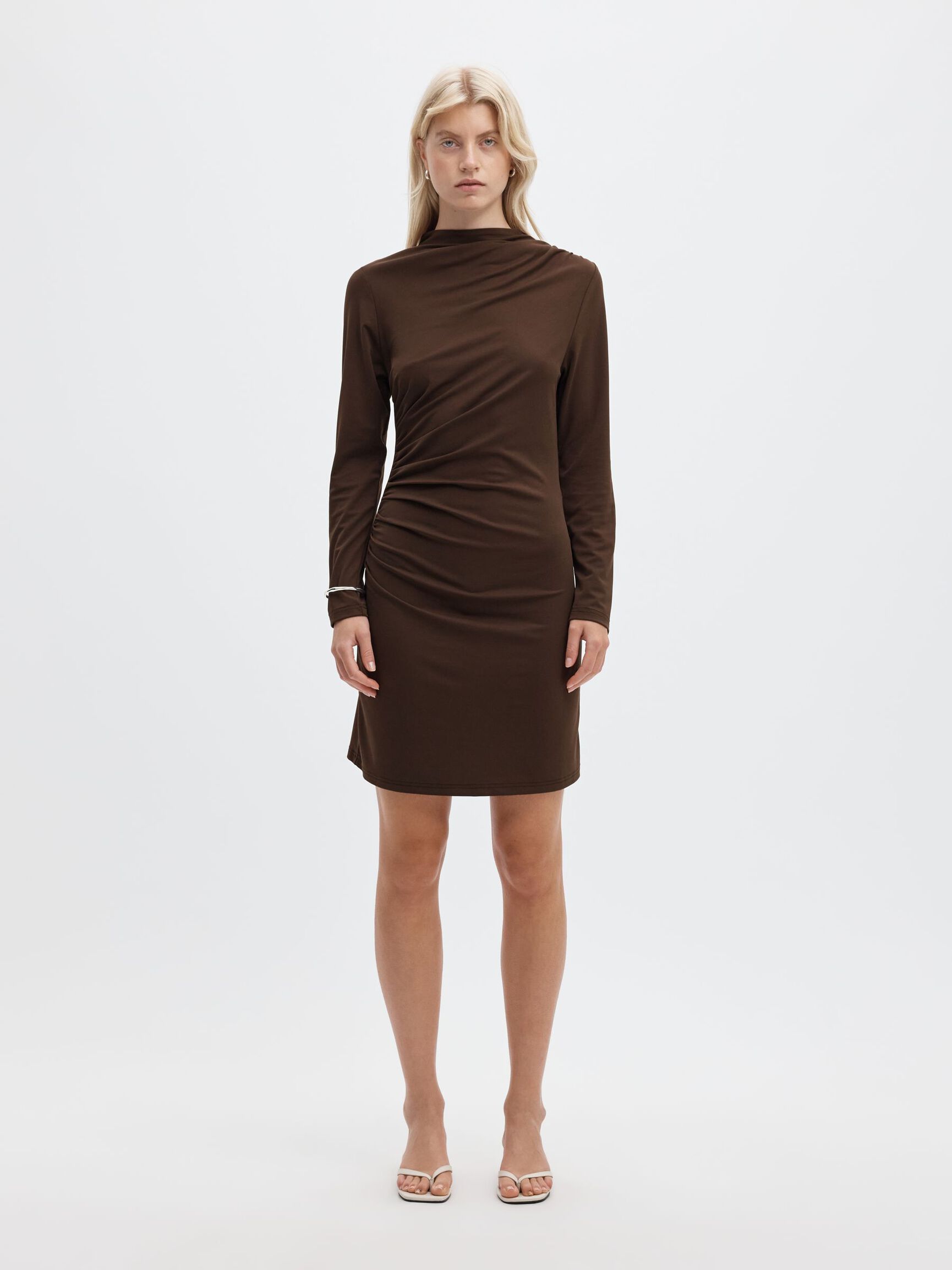 DRAPED HIGH-NECK MINI DRESS, Delicioso, highres